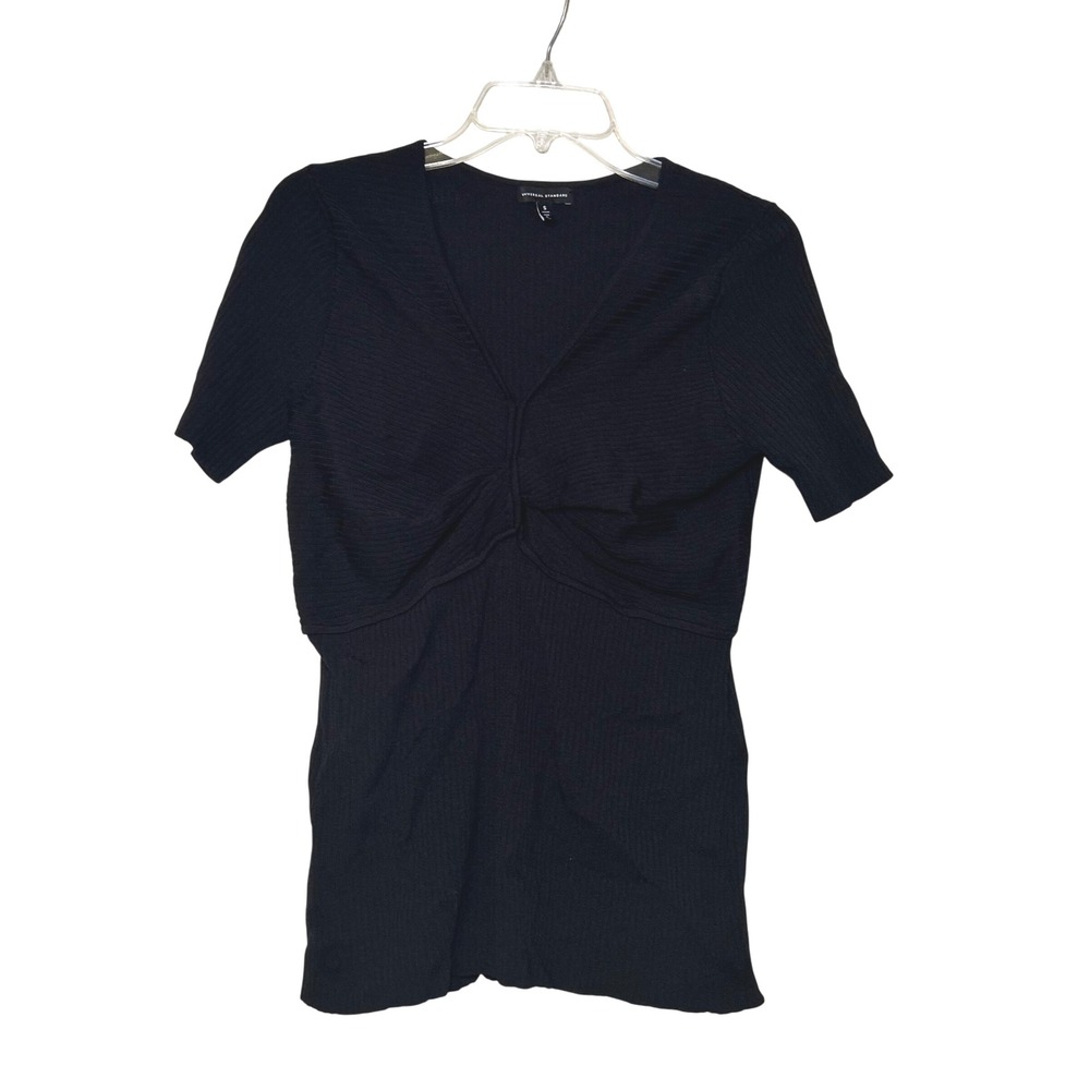 Universal Standard Black Ribbed Twist Blouse Women's 14‎ / 16 Minimal Basic